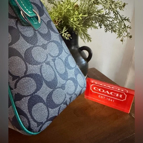 Coach Signature Stripe Jade Satchel/Crossbody - Picture 7 of 16